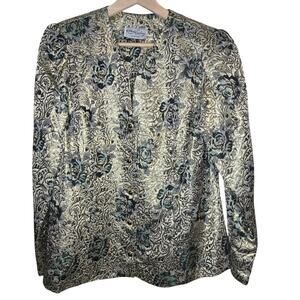 NWT Katherine Lindsay 14 Metallic Brocade Intricate Floral Jacket/Blazer [0308]
